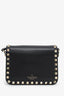Valentino Black Leather Rockstud Small Flap Bag