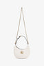 Gucci White Leather Mini GG Marmont Half Moon Shaped Bag