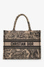 Christian Dior 2022 Beige/Black Canvas Toile de Jouy Medium Book Tote