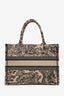 Christian Dior 2022 Beige/Black Canvas Toile de Jouy Medium Book Tote