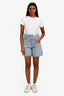 Agolde Light Blue Wash Denim Broken Waistband Shorts Size 25