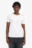 Balmain Cobalt White Cotton Logo Gold Button Shoulder T-Shirt Size 38