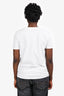 Balmain Cobalt White Cotton Logo Gold Button Shoulder T-Shirt Size 38