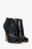 Jimmy Choo Black Embossed Leather Open Toe Ankle Heels Size 39.5