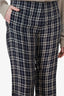 Khaite Blue Plaid Print Wide Leg Pants Size 8