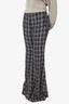 Khaite Blue Plaid Print Wide Leg Pants Size 8