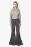 Khaite Blue Plaid Print Wide Leg Pants Size 8