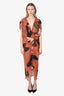 Jacquemus Brown Printed Ruched Sheer Henri Midi Dress Size 36