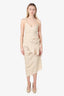 Jacquemus Beige La Bomba Ruched Midi Dress Size 34