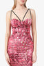 Just Cavalli Pink Printed Satin Flared Bottom Bustier Gown Size 40