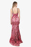 Just Cavalli Pink Printed Satin Flared Bottom Bustier Gown Size 40