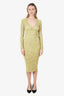 Derek Lam 10 Yellow Geovana Cut-out Marled Ribbed-knit Midi Dress Size XS