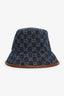 Gucci Blue/Brown Denim/Leather Trim Monogram Bucket Hat