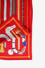 Hermès Red Silk 'Les Cannes' Logo Scarf 90