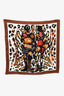 Hermès Brown/Cream/Black Silk 'Tous en Selle' Graphic Scarf 90