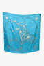 Hermès Blue Silk 'Cheval Fusion' Graphic Scarf 90