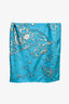 Hermès Blue Silk 'Cheval Fusion' Graphic Scarf 90