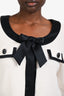 St. John White/Black Contrast Wool Bow Detail Jacket Size 6