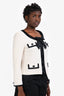 St. John White/Black Contrast Wool Bow Detail Jacket Size 6