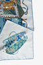 Hermès Blue Silk 'Voyage En Etoffes' Scarf 90