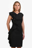 Max Mara Black Cotton Ruffle Detail Sleeveless Midi Dress Size 8