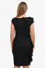 Max Mara Black Cotton Ruffle Detail Sleeveless Midi Dress Size 8