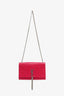 Saint Laurent Pink Leather Croc Embossed Medium 'Kate' Tassel Crossbody Bag