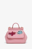 Dolce & Gabbana Pink Canvas/Leather Mini Sicily Top Handle Bag With Strap