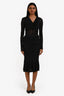 Dolce & Gabbana Black Ruched Cotton Midi Skirt Size 40