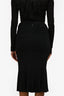 Dolce & Gabbana Black Ruched Cotton Midi Skirt Size 40