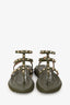 Valentino Army Green Leather Valentino Rockstud Velcro Sandals Size 36