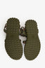 Valentino Army Green Leather Valentino Rockstud Velcro Sandals Size 36