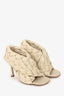 Bottega Veneta Cream Intrecciato Leather Heels Size 36