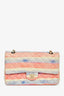 Pre-Loved Chanel™ 2009/10 Pink/Multicolour Lambskin Watercolour Medium Double Flap