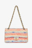 Pre-Loved Chanel™ 2009/10 Pink/Multicolour Lambskin Watercolour Medium Double Flap