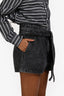 IRO Black Denim Wide Tie Belt Shorts Size 36