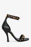 Versace Black Leather Studded Ankle Strap Sandals Size 37