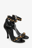 Versace Black Leather Studded Ankle Strap Sandals Size 37
