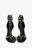 Versace Black Leather Studded Ankle Strap Sandals Size 37