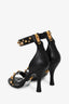 Versace Black Leather Studded Ankle Strap Sandals Size 37