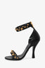 Versace Black Leather Studded Ankle Strap Sandals Size 37