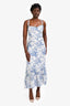 Reformation White/Blue Floral Midi Sleeveless Dress Size 6