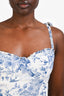 Reformation White/Blue Floral Midi Sleeveless Dress Size 6