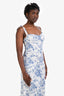 Reformation White/Blue Floral Midi Sleeveless Dress Size 6