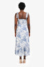 Reformation White/Blue Floral Midi Sleeveless Dress Size 6