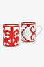 Hermes Red/White 'Balcon du Guadalquivir' Set Of 2 Mugs