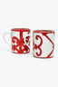 Hermes Red/White 'Balcon du Guadalquivir' Set Of 2 Mugs