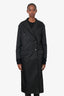 Prada Black Nylon Double Breasted Trench Coat Size 36