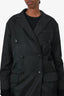 Prada Black Nylon Double Breasted Trench Coat Size 36