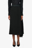 Prada Black Asymmetrical Logo Band Midi Skirt Size 40